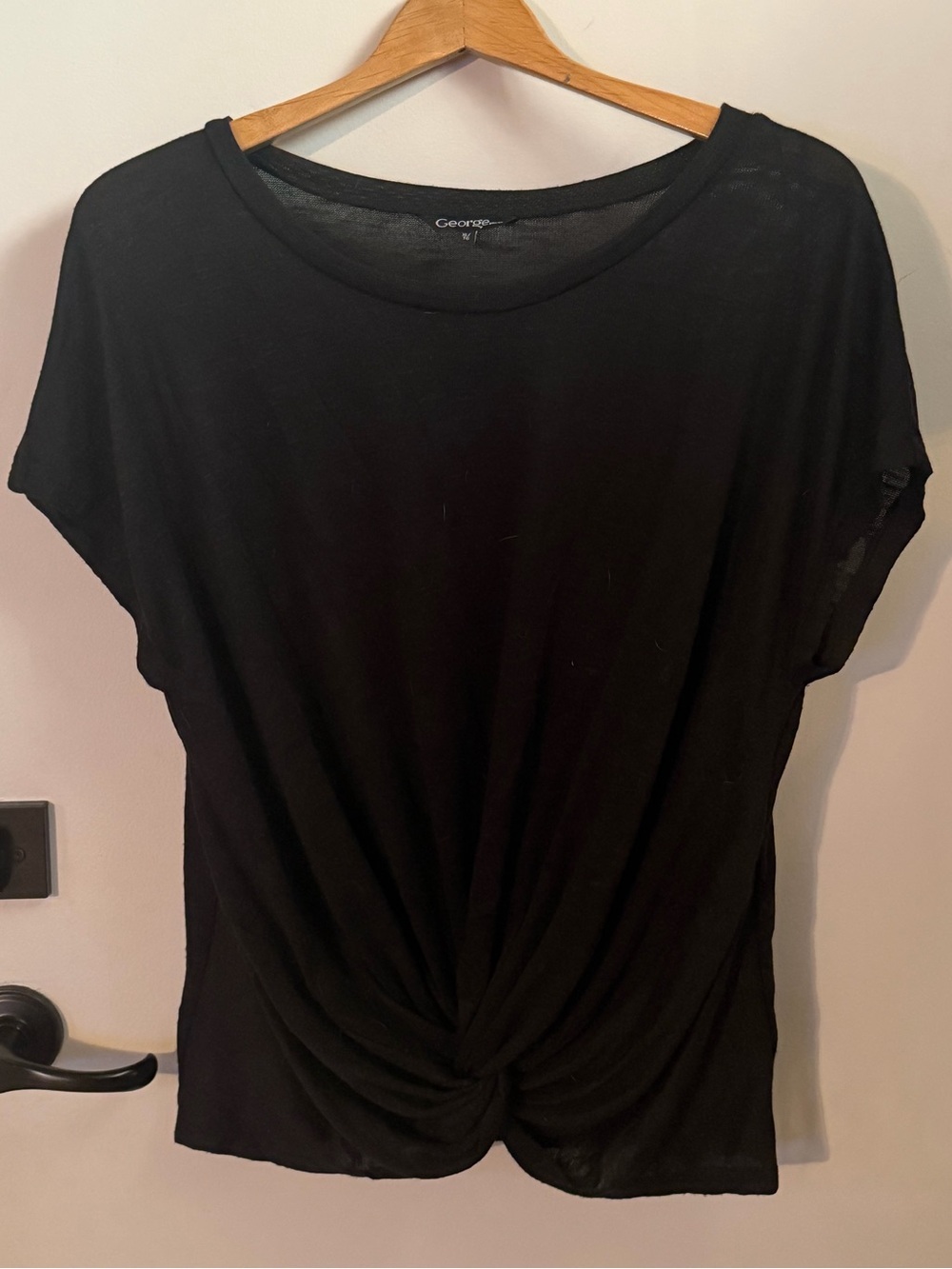 Black Heather Short Sleeve Twist-Knot Tee
